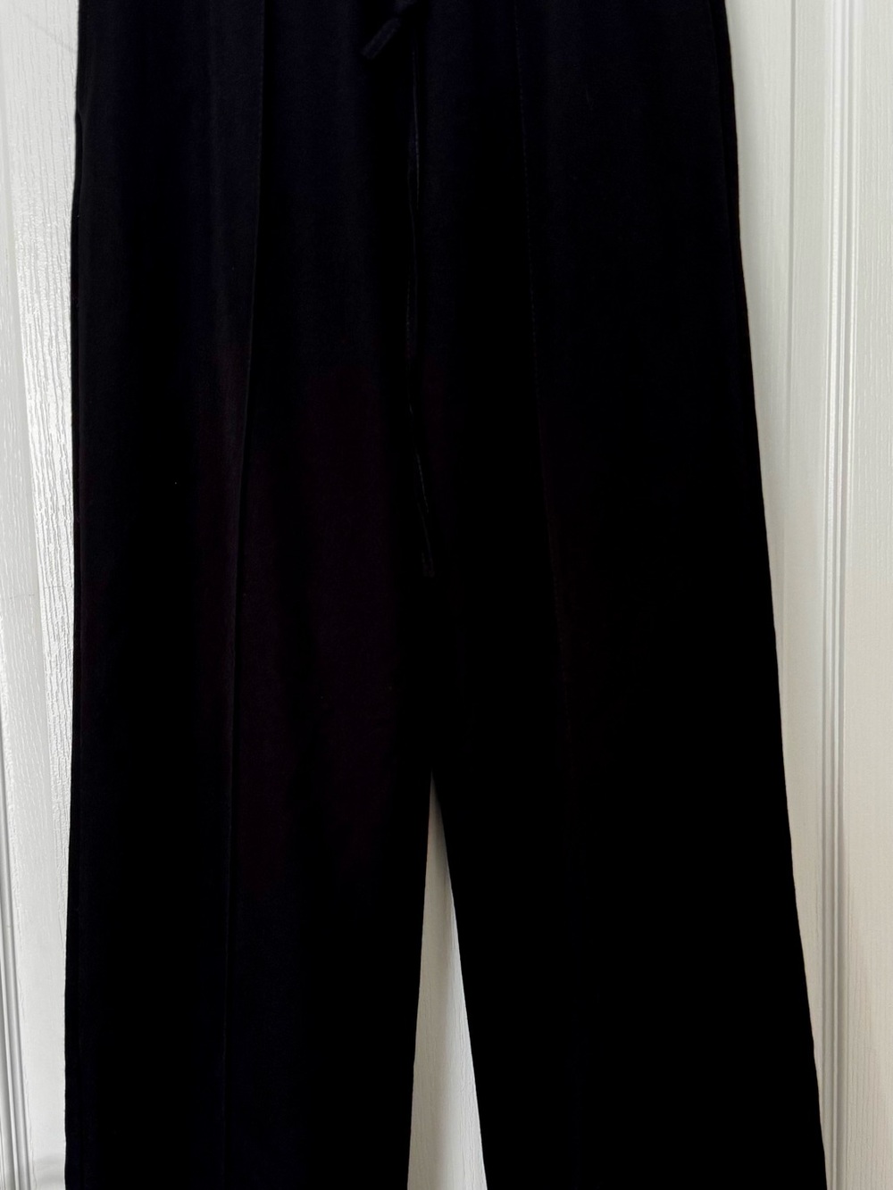 Italian Classic Black Relaxed Fit Wide-Leg Pull-On Pants #1829